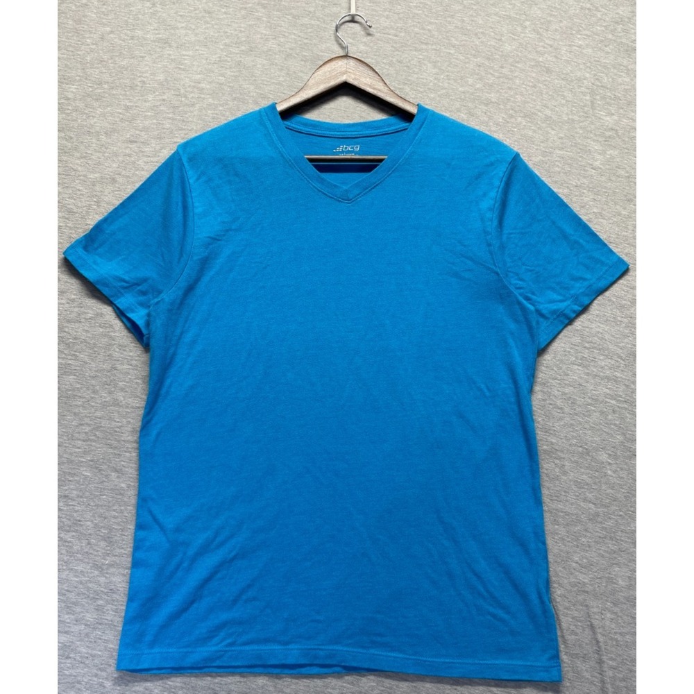 BCG T Shirt Mens Medium Blue Cotton V Neck Short Sleeve Outdoor Casual Wear